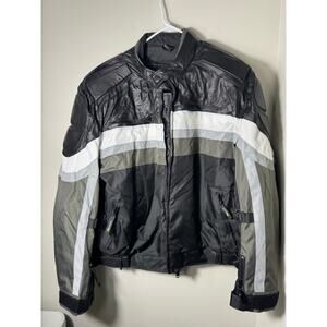 XELEMENT CF-330 Black & White Leather Motorcycle Jacket Zip Out Liner 3XL